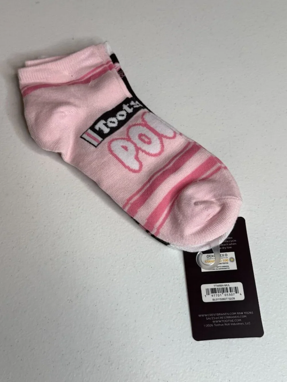 Tootsie Roll Pop Womens Low Cut Socks 2 Pair Brown Pink Candy NWT